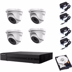 Il kit di videosorveglianza comprende: 1x HWD-5104M Hikvision 4 canali BNC + IP, 1080P - 2 Mpx 4x Telecamere HWT-B120-M Hikvi ...
