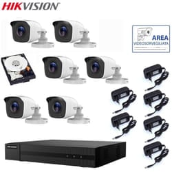 Kit 6 Telecamere Hikvision Dvr 8 Canali Videosorveglianza 2 Mpx Hd 320 Gb