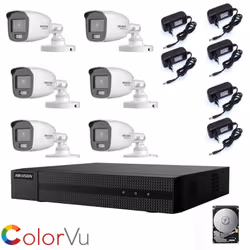 Kit videosorveglianza Hikvision Turbo HD 1080P, con tecnologia 4 in 1 TVI/AHD/CVI/CVBS da 8 canali + 6 telecamera bullet Hikv ...