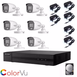 Kit videosorveglianza Hikvision Turbo HD 1080P, con tecnologia 4 in 1 TVI/AHD/CVI/CVBS da 8 canali + 6 telecamera bullet Hikv ...