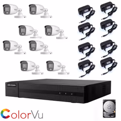 Kit videosorveglianza Hikvision Turbo HD 1080P, con tecnologia 4 in 1 TVI/AHD/CVI/CVBS da 8 canali + 8 telecamera bullet Hikv ...