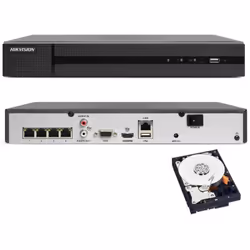 NVR IP POE 4CH canali Hikvision HWN-4104MH-4P + HDD 500GB Videoregistratore NVR digitale IP 4CH canali con switch integrato a ...