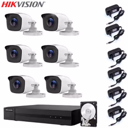 Il kit di videosorveglianza comprende: 1x HWD-6108MH-G Hikvision 5in1, 8 canali BNC + IP, Ultra HD 2K - 4 Mpx 6x Telecamere H ...
