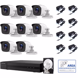 Il kit di videosorveglianza comprende: 1x HWD-6108MH-G Hikvision 5in1, 8 canali BNC + IP, Ultra HD 2K - 4 Mpx 8x Telecamere H ...