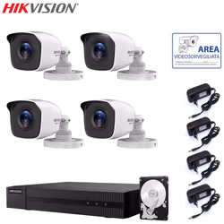 Il kit di videosorveglianza comprende: 1x HWD-6104MH-G Hikvision 5in1, 4 canali BNC + IP, Ultra HD 2K - 4 Mpx 4x Telecamere H ...