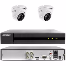 KIT VIDEOSORVEGLIANZA HIKVISION DVR HIKVISION HWD-6104MH-G 4 CANALI 2 TELECAMERE HWT-T140-M 4 MPX HARD DISK 320 GB CARATTERIS ...