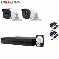 Il kit di videosorveglianza comprende: 1x HWD-6104MH-G Hikvision 5in1, 4 canali BNC + IP, Ultra HD 2K - 4 Mpx 2x Telecamere H ...