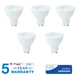 Lampadine led GU10 V-tac lampadina faretto 7 watt luce calda 5 pezzi