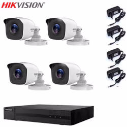 Il kit di videosorveglianza comprende: 1x HWD-7104MH-G Hikvision 5in1, 4 canali BNC + IP, Ultra HD 4K - 8 Mpx 4x Telecamere H ...