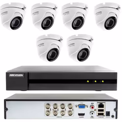 KIT VIDEOSORVEGLIANZA HIKVISION DVR HIKVISION HWD-6108MH-G 4 CANALI 6 TELECAMERE HWT-T140-M 4 MPX HARD DISK A SCELTA CARATTER ...