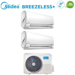 Midea - Climatizzatore Condizionatore Dual Split Inverter serie BreezeleSS+ 9+12 con M2OD-18HFN8-Q R-32 Wi-Fi Integrato 9000+12000 - Novità