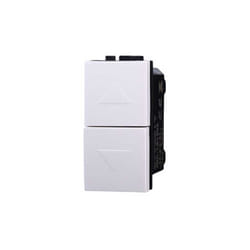 Ettroit - Pulsante doppio 1P+1P no saliscendi tapparella compatibile Bticino Livinglight/international colore bianco LB1202