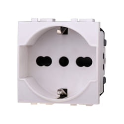 Ettroit - Modulo presa schuko serie Space, bianco, 16A, compatibile con serie BTicino Living LB2102
