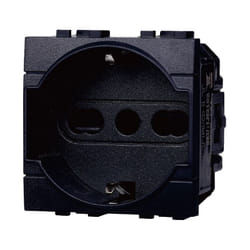 Modulo presa schuko serie Space, nero, 16A, compatibile con serie BTicino Living - Ettroit LN2102