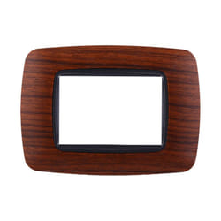 Placca bombata serie Space, 3 moduli, plastica, radica, compatibile con serie BTicino Living Ettroit LN88303