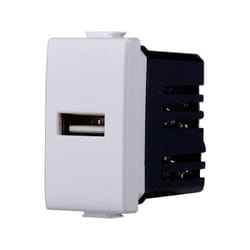 Ettroit - Modulo presa usb 2.0 tipo a, 5Vdc 2,1A, serie Solar, bianco, compatibile con serie BTicino Matix MT2401