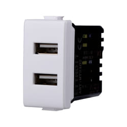 Ettroit - Modulo doppia presa usb 2.0 tipo a, 5Vdc 2,1A, serie Solar, bianco, compatibile con serie BTicino Matix MT2402
