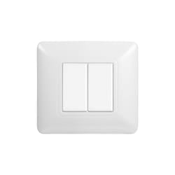 Placca serie Solar, 2 moduli, plastica, bianca, compatibile con serie BTicino Matix Ettroit MT83201
