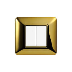Placca serie Solar, 2 moduli, plastica, oro lucido, compatibile con serie BTicino Matix Ettroit MT83212