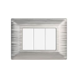 Placca serie Solar, 3 moduli, plastica satinata, argento, compatibile con serie BTicino Matix Ettroit MT85315