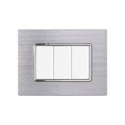 Placca serie Solar, 3 moduli, alluminio, argento lucido, compatibile con serie BTicino Matix Ettroit MT86317