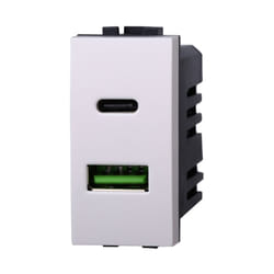 Modulo doppia presa usb 2.0 tipo a e usb 3.1 tipo c, 5Vdc 3,1A, serie Space, bianco, compatibile con serie BTicino Living Ettroit LB3002
