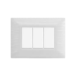 Placca serie Solar, 3 moduli, plastica satinata, bianca, compatibile con serie BTicino Matix Ettroit MT85301