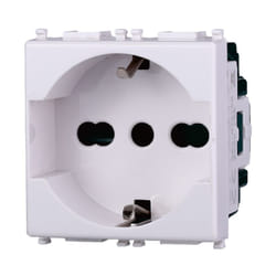 Modulo presa schuko serie Starlight, bianco, 16A, compatibile con serie Vimar Plana Ettroit EV2102