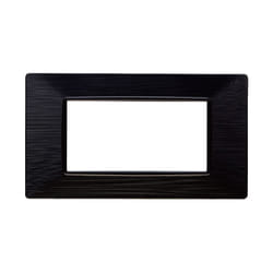 Placca serie Starlight, 4 moduli, plastica satinata, nera, compatibile con serie Vimar Plana Ettroit EV85414