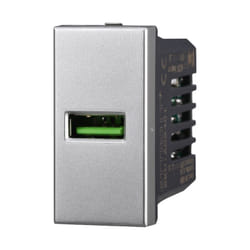 Ettroit - Modulo presa usb 2.0 tipo a, 5Vdc 2,1A, serie Moon, grigio, compatibile con serie BTicino Axolute AG2401