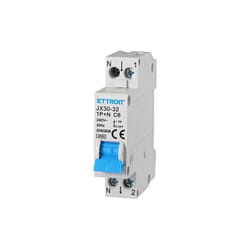 Ettroit - Interruttore magnetotermico 1P+N 6A 4.5Ka 220V 1 Modulo din JX150640