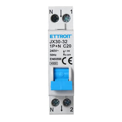 Ettroit - Interruttore Magnetotermico Automatico 1P+N 20A 220V Salvavita