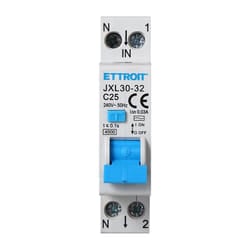 Ettroit - Interruttore Magnetotermico Differenziale 1P+N 25A C6 4.5kA 30mA 220V