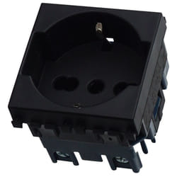 Modulo presa schuko, serie Venus, nero, 16A, compatibile con serie Vimar Arkè Ettroit VA2102