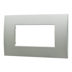 Placca serie Venus, 4 moduli, plastica, argento, compatibile con serie Vimar Arkè - Ettroit VA83406