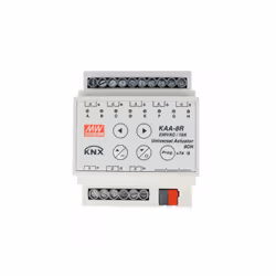 L’attuatore MW MEAN WELL KNX KAA-8R è un dispositivo KNX ad 8 canali indipendenti, dotati ciascuno di un relè elettromeccanic ...