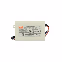 Un Alimentatore Trasformatore Corrente Costante Led Driver CC 500mA 15V-50V DC 25W IP42 Marca "MW MEAN WELL" Modello APC-25-5 ...