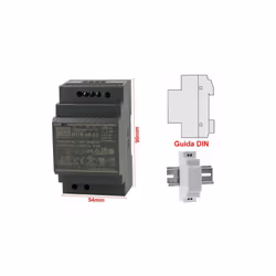 Alimentatore switching industriale da 60W con uscita a 24V 2.5A, design compatto da 52.5mm, ideale per installazione su guida ...