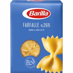 Barilla Farfalle Nr. 265, Farfalle, Pasta corta, 500 g, 12 min, 359 kcal, 1521 kJ