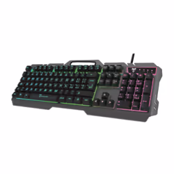 Techmade TM-GK023, Full-size (100%), Cablato, USB, Interruttore a chiave meccano-membrana, LED RGB, Nero