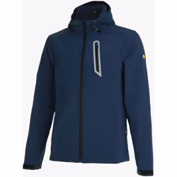 Giacca softshell, 3 tasche frontali di cui una sulpetto, dettagli rifrangenti, cappuccio regolabile. CE ISO 13688:2013 Ideale ...