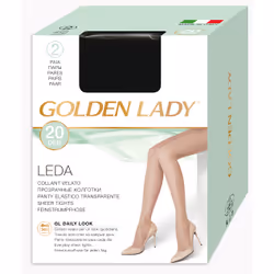Golden Lady Collant velato Leda 20 Den nero 2 paia taglia 3, Collant, Femmina, Nero, M, ITA, Velato (10-30 denari)