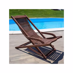 Sdraio design in teak per giardino a dondolo Poltrona in teak pieghevole con seduta oscillante, modello Anne La poltrona sdra ...