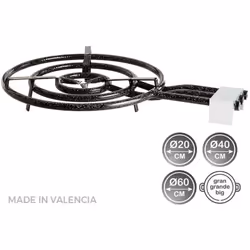 Bruciatore a gas per stufa a paella ø60cm 3 luci regolabili Vaello. . . Indice di protezione IP : IP20 Colore : Nero Certific ...