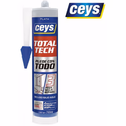 Ceys total tech silver cartuccia da 290ml. adesivi a base di polimeri. incollano, sigillano e riparano tutti i tipi di materi ...