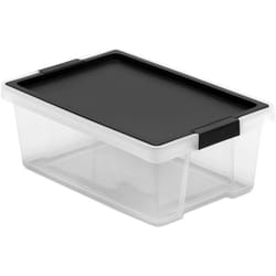 Tatay Scatola portaoggetti con coperchio, capienza 7L, con manici, coperchio in pp riciclato, trasparente, senza bpa, nero, misure 25 x 36 x 13 cm