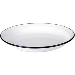Piatto Blanca cm 32x4 in Acciaio smaltato Bianco/Blu, Argento, 32 cm - Ibili