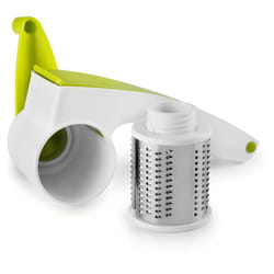 Ibili - Grattugia di Formaggio Rotante, plastica + Acciaio Inox, Bianco/Verde, 20 x 9 x 8 cm