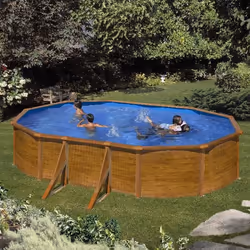 Gre Man. Piscina ovale serie Pacific, 500x300x120 cm, parete acciaio, finitura legno, interno in pvc, include filtro, scala di sicurezza - Vista aggiuntiva 7