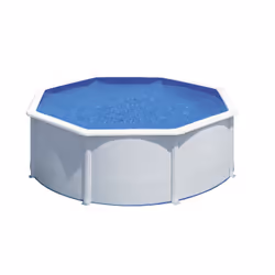 Gre Piscina Tonda Bianca 240x H120 Cm, 4750 L, Piscina con bordi, Bambino, Scala, Blu, Bianco